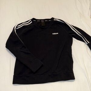 Adidas Black Crewneck Sweater with White Stripes